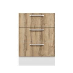 Alvinka Mutfak Modül Duz Alt 3Ç Nray 60Cm Dolap Beyaz Dore Suntalam