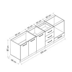 Minar 250 Cm Mutfak Dolabı Beyaz Antrasit 250-A3-Alt Modül