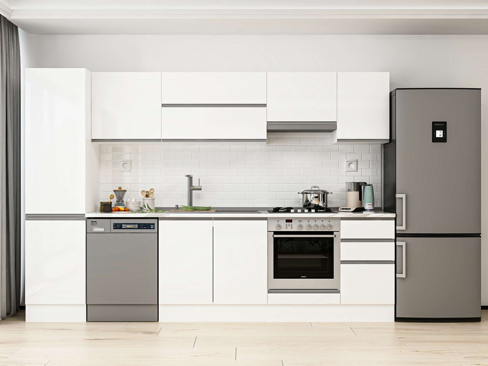 Alvinka 295X210 Cm High Gloss Mutfak Dolabı Mb-E80B50S45-1 High Gloss | Beyaz - Mdf