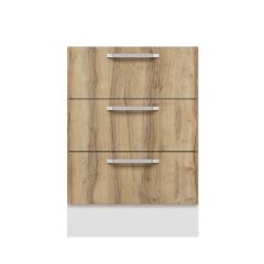 Alvinka Mutfak Modül Duz Alt 3Ç Nray 60Cm Dolap Beyaz Dore Mdf