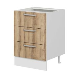 Alvinka Mutfak Modül Duz Alt 3Ç Nray 60Cm Dolap Beyaz Dore Mdf