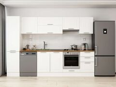 Alvinka 295X210 Cm Klasik Mebran Mutfak Dolabı Mb-E80B45S50-1 Mebran | Beyaz - Mdf