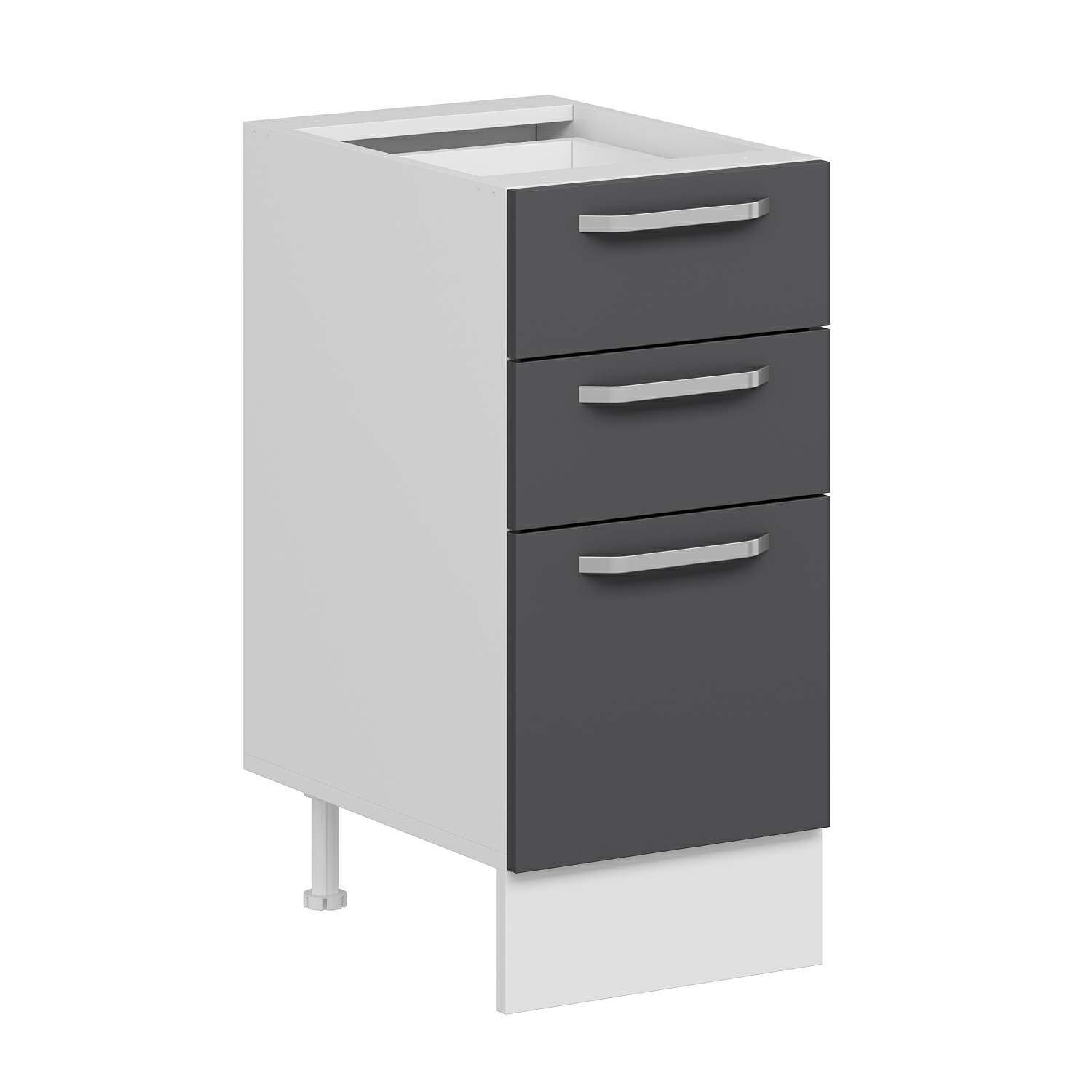 Alvinka Mutfak Modül Duz Alt 3Ç1B2K Nray 40Cm Dolap Beyaz Antrasit Suntalam