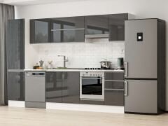 Alvinka 295X210 Cm High Gloss Mutfak Dolabı Mb-E80B50S45-1 High Gloss | Antrasit - Mdf