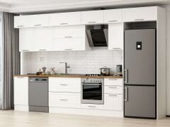 Alvinka 370X240 Cm Klasik Mebran Mutfak Dolabı Mb-E80S45S45-2 Mebran | Beyaz - Suntalam