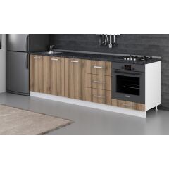 Minar 250 Cm Mutfak Dolabı Beyaz Dore 250-D3-Alt Modül