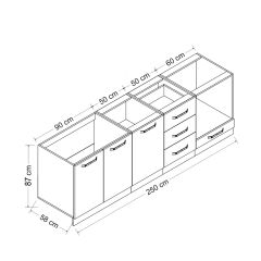 Minar 250 Cm Mutfak Dolabı Beyaz Dore 250-D3-Alt Modül