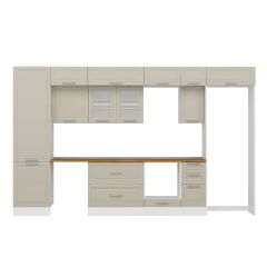 Alvinka 390X240 Cm Klasik Mebran Mutfak Dolabı Beyaz Beyaz Mbb-E90B60S40-3 Mebran | Kumtaşı - Mdf