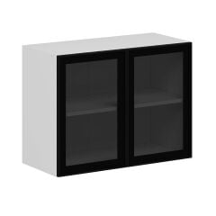 Alvinka Mutfak Modül Üst 2Dk1R 80-H60Cm Dolap Beyaz Alm Cam Mdf