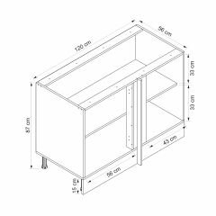 Alvinka Mutfak Modül Mbr_B Alt 1K1R 120Cm Köşe Dolap Beyaz Beyaz