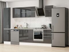 Alvinka 295X210 Cm High Gloss Mutfak Dolabı Mb-E80B50S45-2 High Gloss | Antrasit - Suntalam