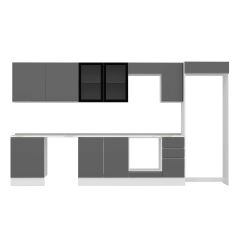 Alvinka 390X222 Cm High Gloss Mutfak Dolabı Mb-E90S60S40-3 High Gloss | Antrasit - Suntalam