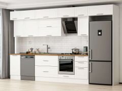 Alvinka 370X240 Cm Klasik Mebran Mutfak Dolabı Mb-E80S45S45-2 Mebran | Beyaz - Mdf