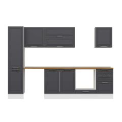 Alvinka 295X210 Cm Klasik Mebran Mutfak Dolabı Mb-E80B45S50-2 Mebran | Antrasit - Suntalam