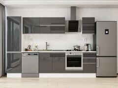 Alvinka 295X210 Cm High Gloss Mutfak Dolabı Mb-E80B50S45-2 High Gloss | Antrasit - Mdf