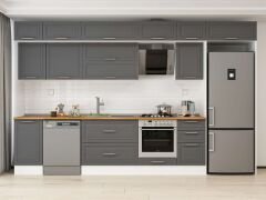 Alvinka 370X240 Cm Klasik Mebran Mutfak Dolabı Mb-E80S45S45-2 Mebran | Antrasit - Mdf