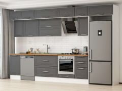 Alvinka 370X240 Cm Klasik Mebran Mutfak Dolabı Mb-E80S45S45-2 Mebran | Antrasit - Mdf