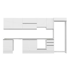 Alvinka 395X222 Cm High Gloss Mutfak Dolabı Mb-E90S60S45-1 High Gloss | Beyaz - Suntalam