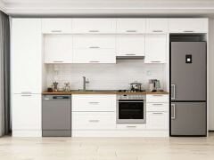 Alvinka 395X240 Cm Klasik Mebran Mutfak Dolabı Beyaz Beyaz Mbb-E90B60S45-1 Mebran | Beyaz - Mdf