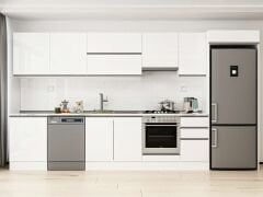 Alvinka 395X222 Cm High Gloss Mutfak Dolabı Mb-E90S60S45-1 High Gloss | Beyaz - Mdf