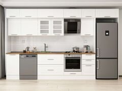 Alvinka 370X240 Cm Klasik Mebran Mutfak Dolabı Mb-E80S45S45-3 Mebran | Beyaz - Suntalam