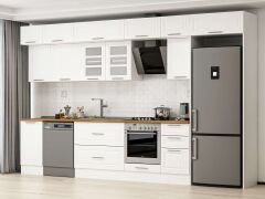 Alvinka 370X240 Cm Klasik Mebran Mutfak Dolabı Mb-E80S45S45-3 Mebran | Beyaz - Suntalam