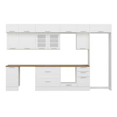 Alvinka 370X240 Cm Klasik Mebran Mutfak Dolabı Mb-E80S45S45-3 Mebran | Beyaz - Suntalam