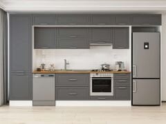 Alvinka 395X240 Cm Klasik Mebran Mutfak Dolabı Beyaz Beyaz Mbb-E90B60S45-1 Mebran | Antrasit - Mdf