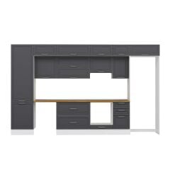 Alvinka 395X240 Cm Klasik Mebran Mutfak Dolabı Beyaz Beyaz Mbb-E90B60S45-1 Mebran | Antrasit - Mdf