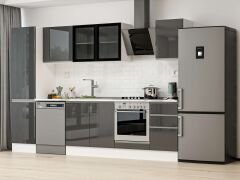 Alvinka 295X210 Cm High Gloss Mutfak Dolabı Mb-E80B50S45-3 High Gloss | Antrasit - Suntalam