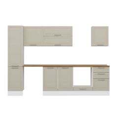 Alvinka 295X210 Cm Klasik Mebran Mutfak Dolabı Mb-E80B45S50-2 Mebran | Kumtaşı - Mdf