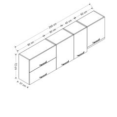 Minar 255 Cm Mutfak Dolabı Beyaz 255-B7-Üst Modül