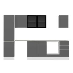 Alvinka 295X210 Cm High Gloss Mutfak Dolabı Mb-E80B50S45-3 High Gloss | Antrasit - Mdf