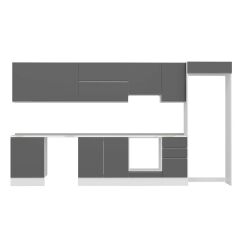 Alvinka 395X222 Cm High Gloss Mutfak Dolabı Mb-E90S60S45-1 High Gloss | Antrasit - Mdf