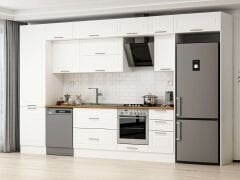 Alvinka 395X240 Cm Klasik Mebran Mutfak Dolabı Beyaz Beyaz Mbb-E90B60S45-2 Mebran | Beyaz - Suntalam