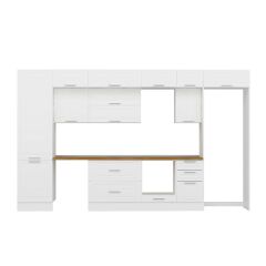 Alvinka 395X240 Cm Klasik Mebran Mutfak Dolabı Beyaz Beyaz Mbb-E90B60S45-2 Mebran | Beyaz - Suntalam