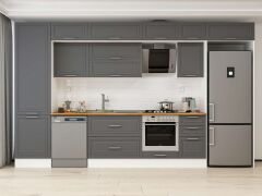 Alvinka 395X240 Cm Klasik Mebran Mutfak Dolabı Beyaz Beyaz Mbb-E90B60S45-2 Mebran | Antrasit - Suntalam