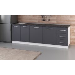 Minar 255 Cm Mutfak Dolabı Beyaz Antrasit 255-A1-Alt Modül