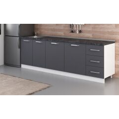 Minar 255 Cm Mutfak Dolabı Beyaz Antrasit 255-A1-Alt Modül