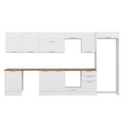 Alvinka 390X222 Cm Klasik Mebran Mutfak Dolabı Mb-E80S60S50-2 Mebran | Beyaz - Suntalam