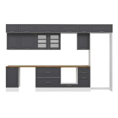 Alvinka 370X240 Cm Klasik Mebran Mutfak Dolabı Mb-E80S45S45-3 Mebran | Antrasit - Mdf