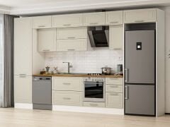 Alvinka 395X240 Cm Klasik Mebran Mutfak Dolabı Beyaz Beyaz Mbb-E90B60S45-2 Mebran | Kumtaşı - Suntalam