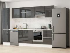 Alvinka 300X210 Cm High Gloss Mutfak Dolabı Mb-E80B50S50-1 High Gloss | Antrasit - Suntalam