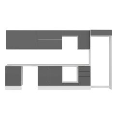 Alvinka 395X222 Cm High Gloss Mutfak Dolabı Mb-E90S60S45-2 High Gloss | Antrasit - Suntalam