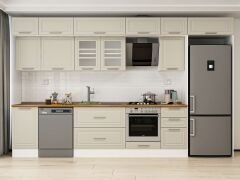 Alvinka 370X240 Cm Klasik Mebran Mutfak Dolabı Mb-E80S45S45-3 Mebran | Kumtaşı - Mdf