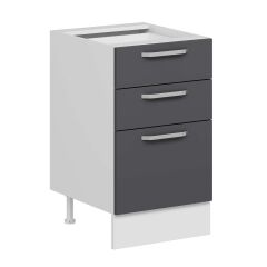 Alvinka Mutfak Modül Duz Alt 3Ç1B2K Nray 50Cm Dolap Beyaz Antrasit Suntalam