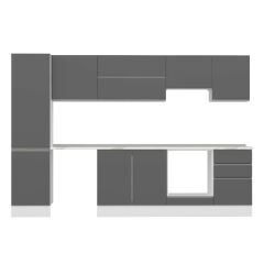 Alvinka 300X210 Cm High Gloss Mutfak Dolabı Mb-E80B50S50-1 High Gloss | Antrasit - Mdf