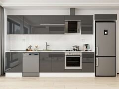 Alvinka 395X222 Cm High Gloss Mutfak Dolabı Mb-E90S60S45-2 High Gloss | Antrasit - Mdf
