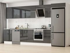 Alvinka 395X222 Cm High Gloss Mutfak Dolabı Mb-E90S60S45-2 High Gloss | Antrasit - Mdf