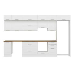 Alvinka 375X240 Cm Klasik Mebran Mutfak Dolabı Mb-E80S45S50-1 Mebran | Beyaz - Suntalam